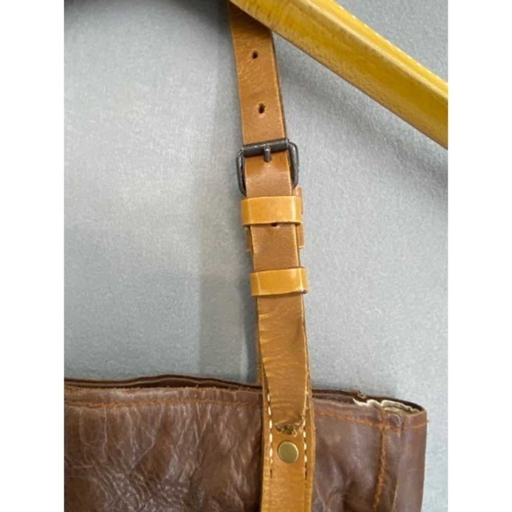 Handmade by Elke‎ Boulder CO Brown Leather Tassel Tote Bag Zippered Shopper - Picture 7 of 16